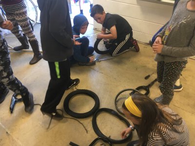 Patching Tires at Carbondale Community Bike Project